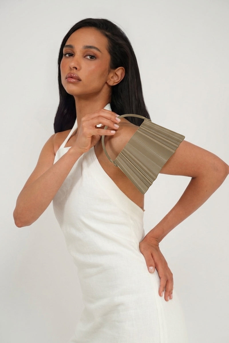 Touchless Stone Silk Clutch with sleek design, featuring smooth fabric and elegant style, perfect for evening or special occasions.