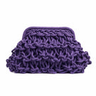 Small rope clutch bag in plum purple by FOLKLORE THE LABEL, with a textured rope design and compact size.