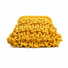 Yellow small rope clutch bag by Folklore The Label with a minimalist design and rope strap.