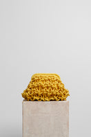 Yellow small rope clutch bag by Folklore The Label, featuring a compact design with a woven rope texture and a secure closure.