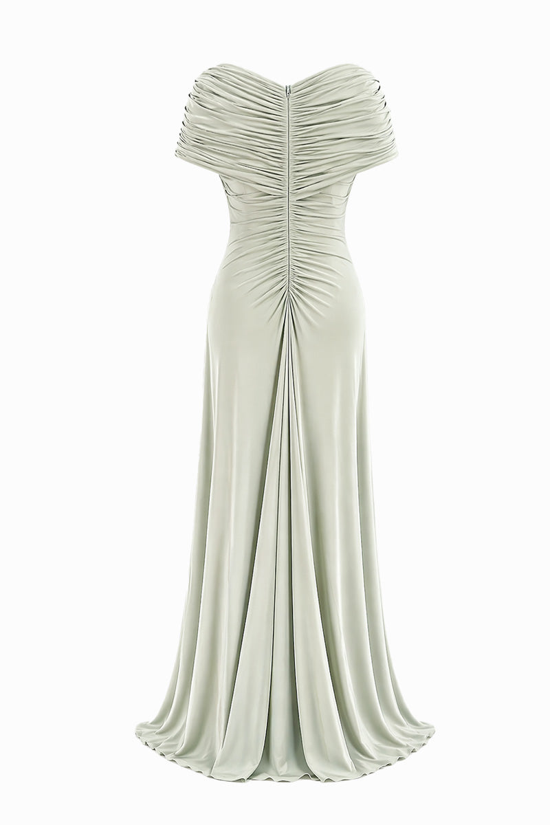 Light mint green Solita maxi dress by Gigii's, flowing fabric and elegant design, perfect for summer or special occasions.