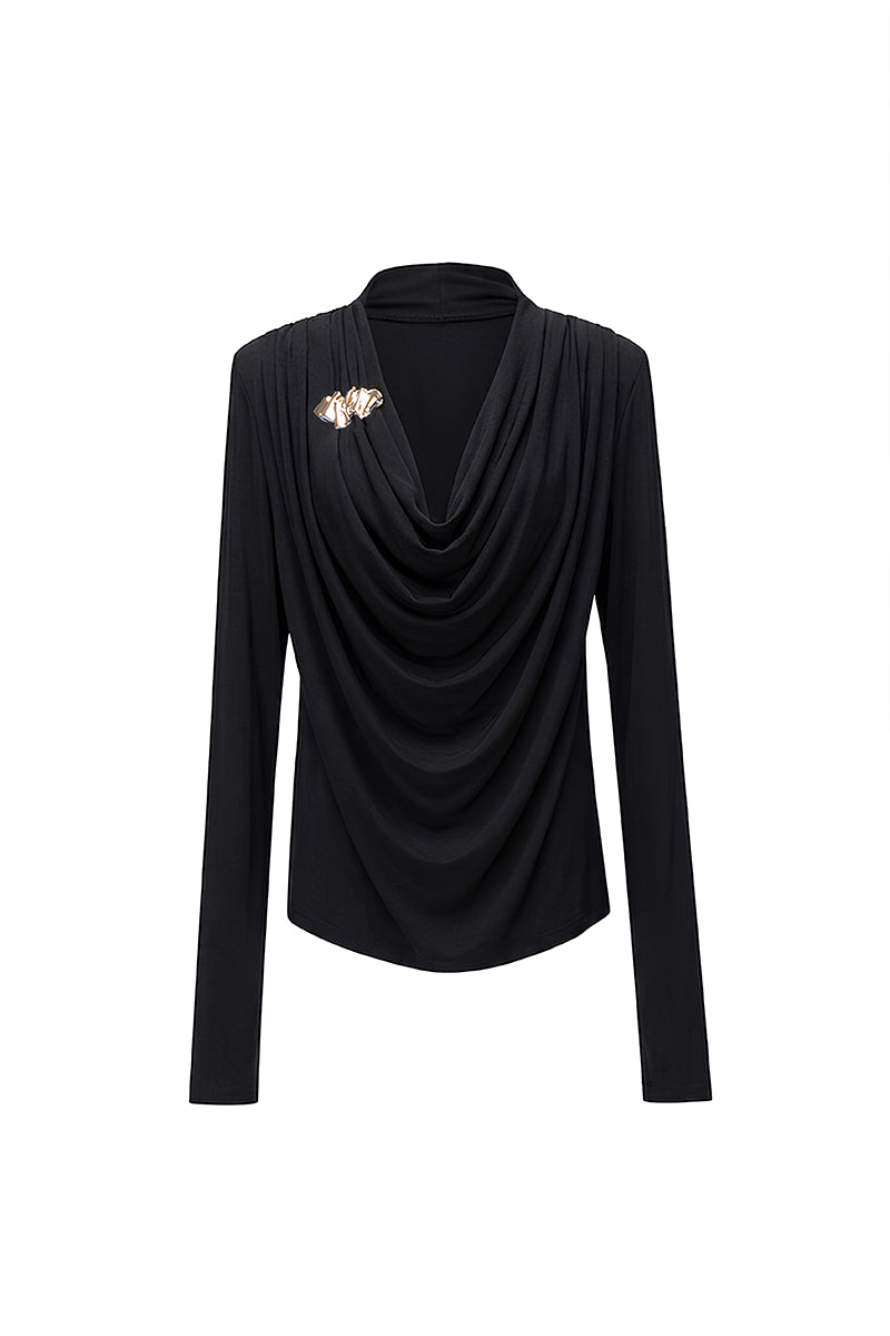 Black SONIQ top by Jenny K Tran featuring a stylish, fitted design, shown on a model with a sleek, modern look.