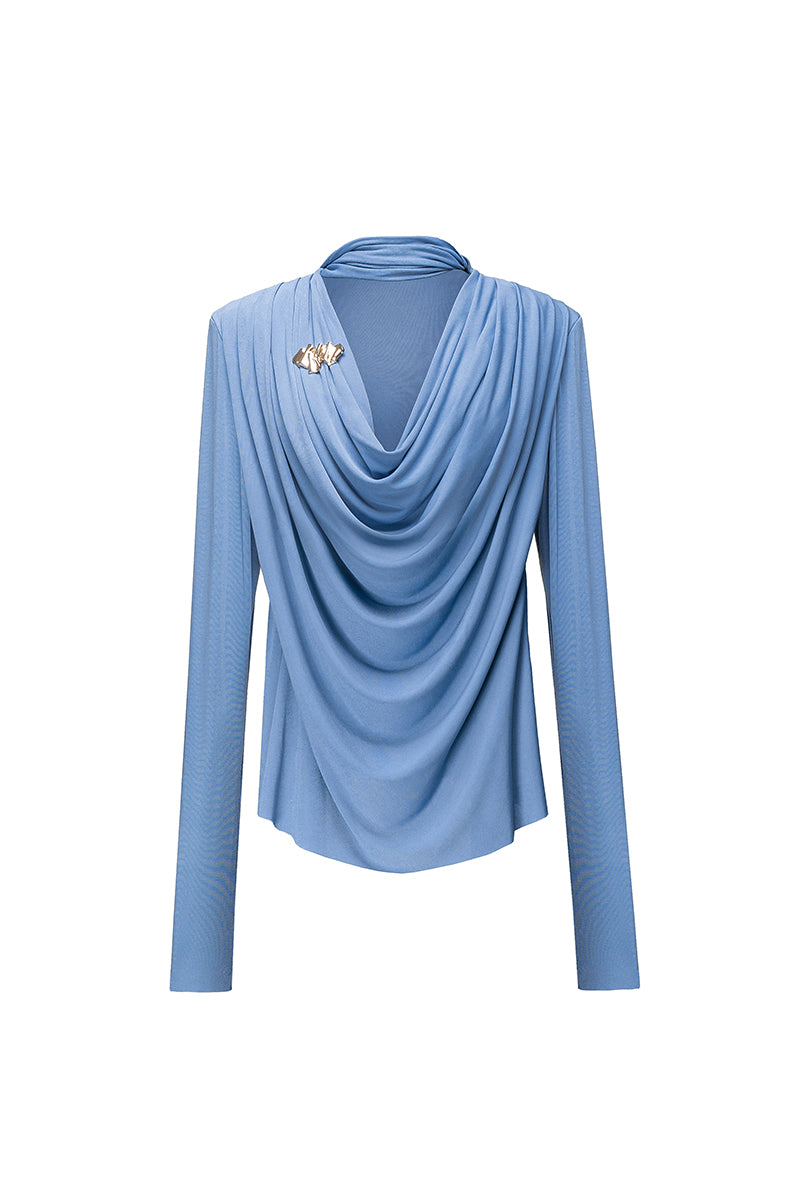 Jenny K Tran SONIQ top in blue, stylish women's sleeveless blouse with a modern design and vibrant color.