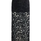 Black Scarlett Gasque Sovereign Maxi Skirt displayed from the front, showcasing its flowing fabric and elegant design.