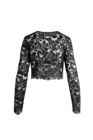 Black Sovereign top by Scarlett Gasque, stylish women's blouse with a ghost back design, perfect for casual or dressy occasions.