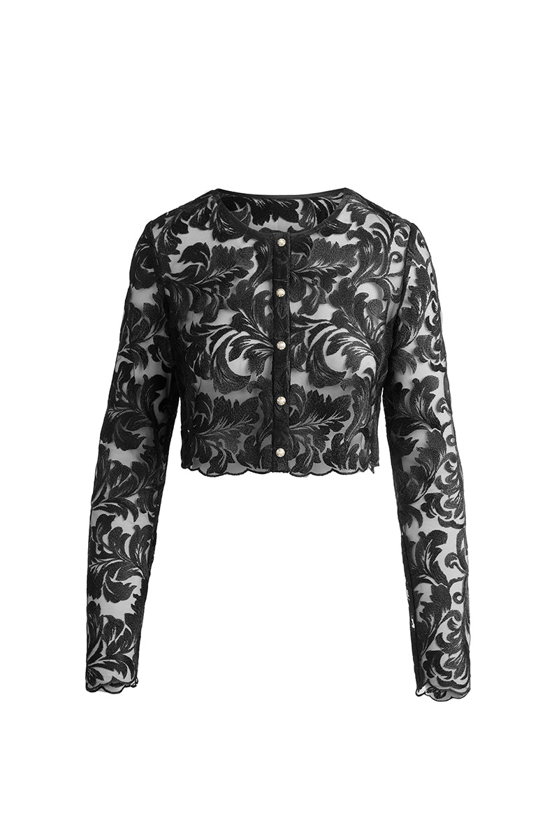 Black Sovereign top by Scarlett Gasque featuring a sleek front design and modern style.