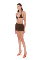 Selia Richwood LIA Brown Mini Beach Skirt cover-up with a lightweight, stylish design perfect for beachwear and summer outings.