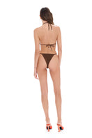 Selia Richwood Lia Brown bikini featuring a stylish two-piece design with adjustable straps and minimal coverage.