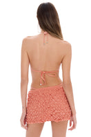 Selia Richwood LIA Peach Mini Beach Skirt cover-up with lightweight fabric and stylish design, perfect for beach or poolside wear.
