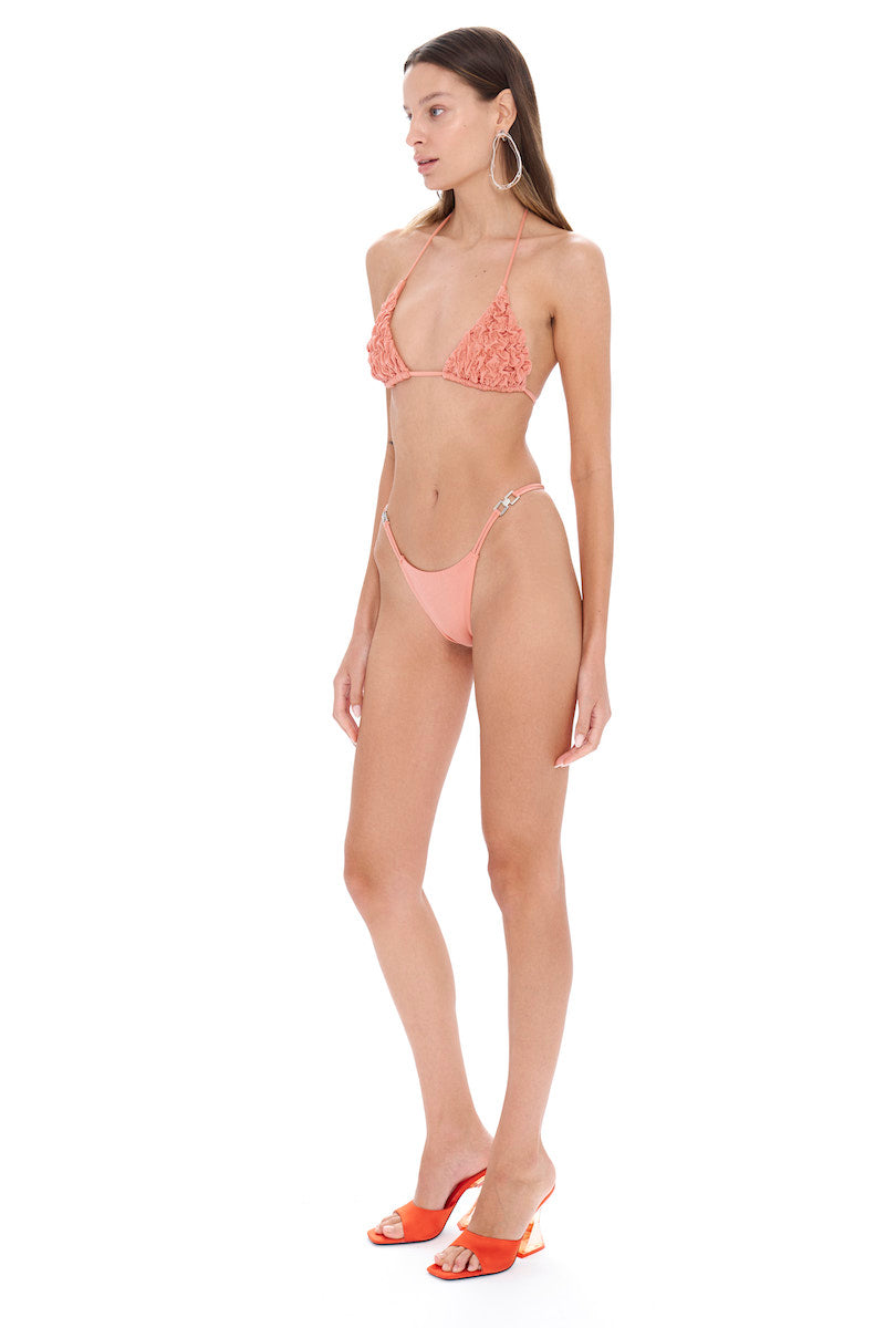 Selia Richwood LIA Peach Bikini featuring a stylish, vibrant peach top and bottom set perfect for summer beachwear.