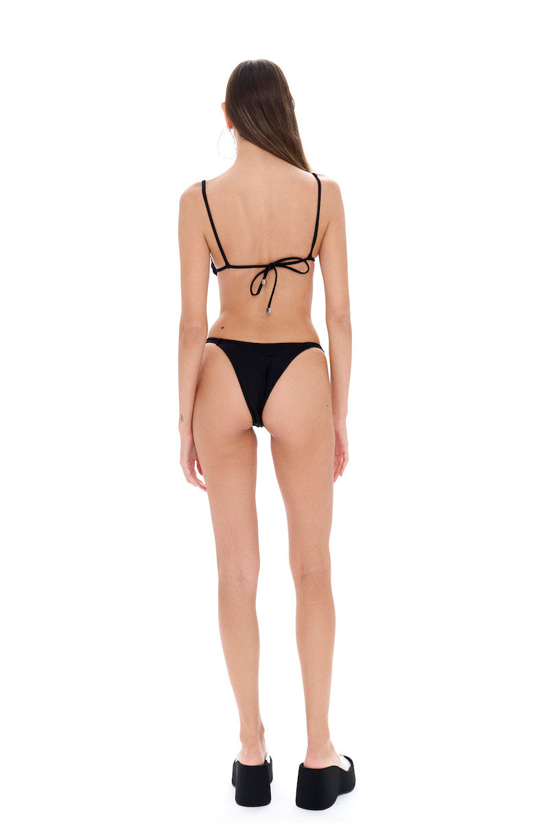 Selia Richwood LIA Black Bikini featuring a stylish bandeau top and matching bikini bottoms on a white background.
