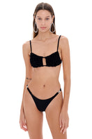 Black Selia Richwood LIA bikini top with adjustable straps and gold accents, displayed on a neutral background.