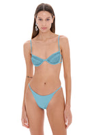 Selia Richwood Amy Blu Bikini with vibrant blue top and matching bottoms, perfect for beach or poolside lounging.