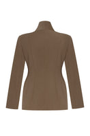 Beige PODYH Kemer jacket shown on a hanger, featuring a sleek design with a zip-up front and stylish collar.