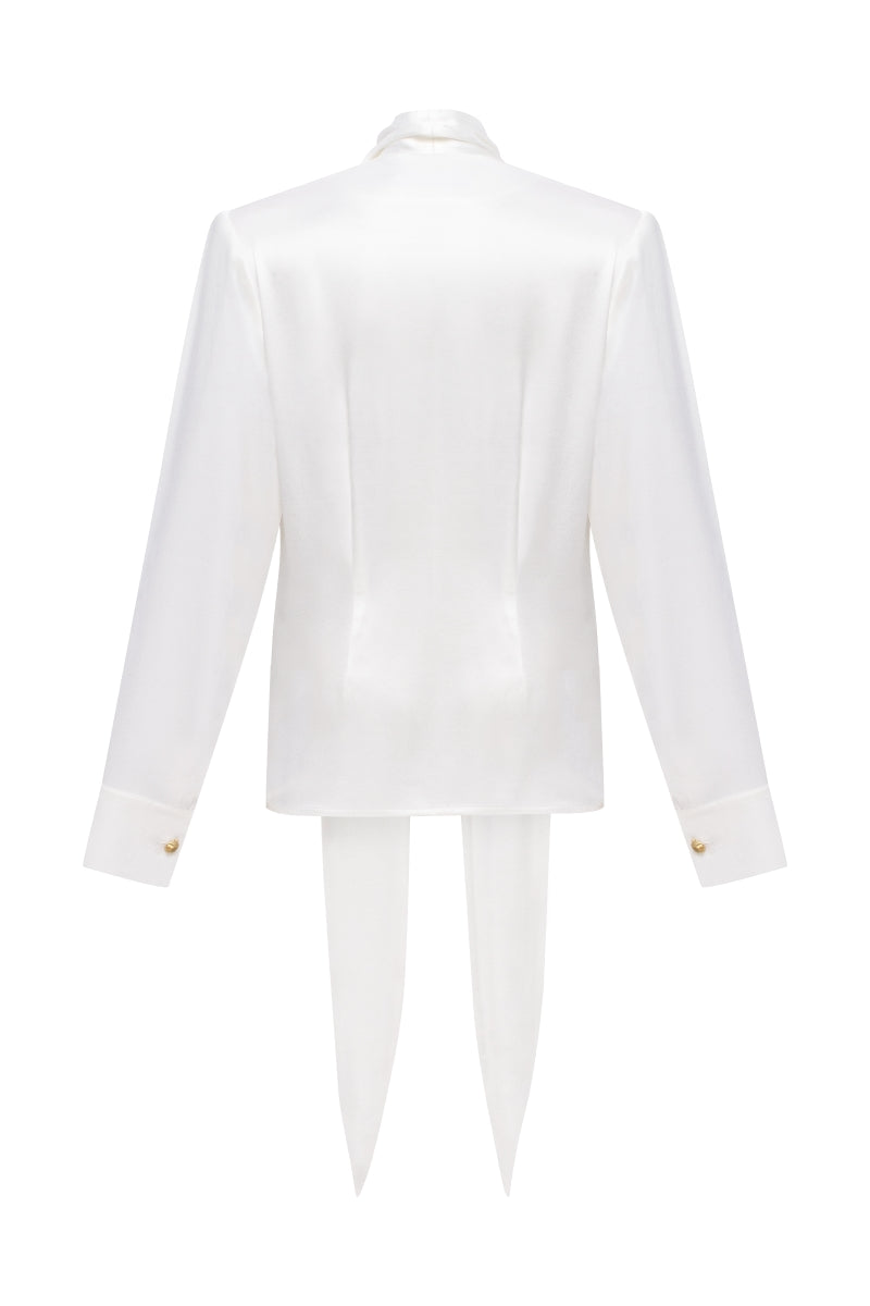 White YAPRAQ blouse shirt by PODYH featuring a classic, elegant design with a tailored fit and long sleeves.