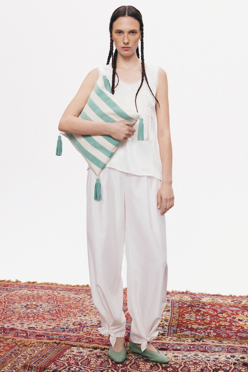 White Shalvar pants by PODYH, casual traditional-style pants with a comfortable fit, shown in the image.