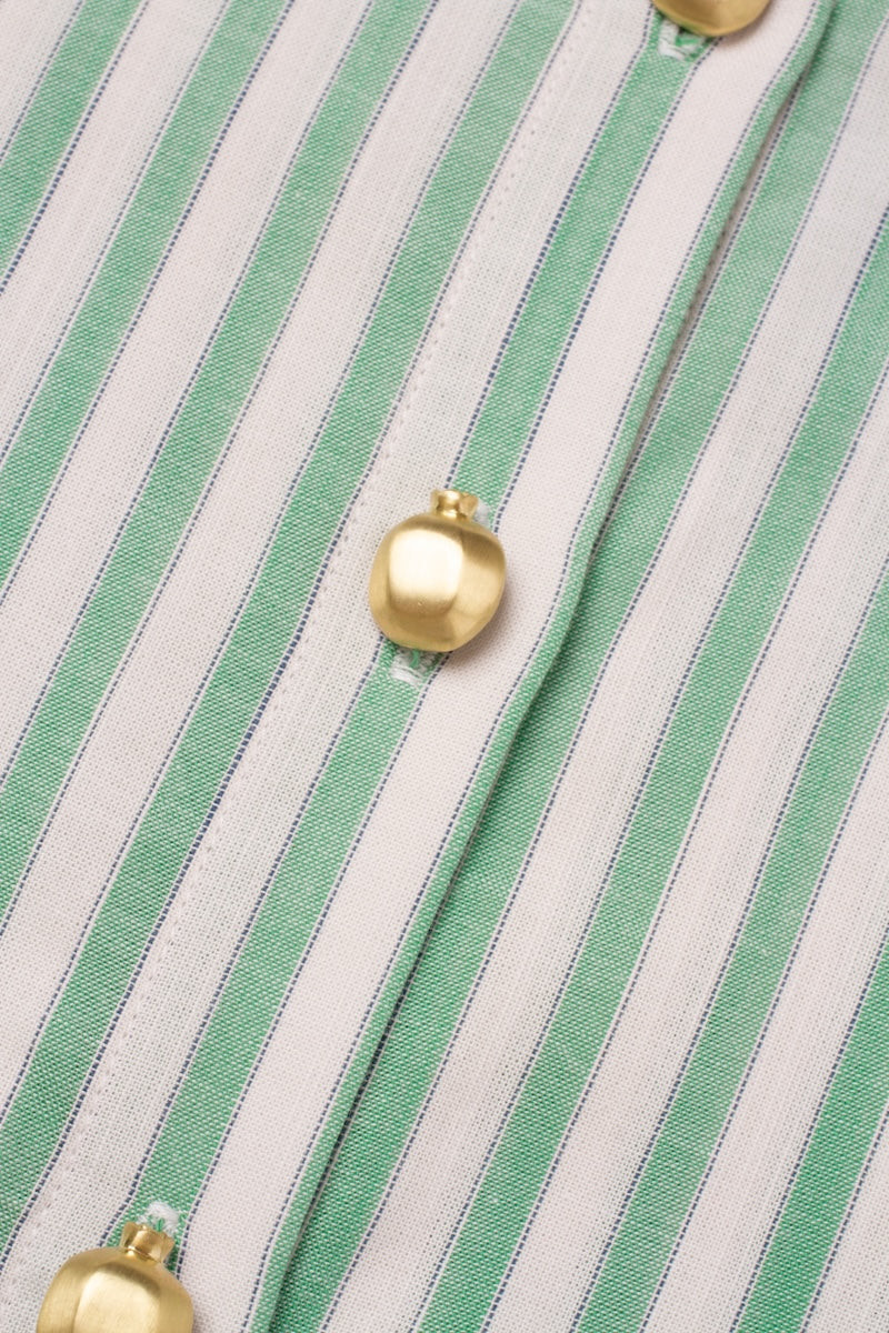 Podyh NAR blouse in green and white, stylish shirt featuring a relaxed fit and modern design, suitable for casual or office wear.