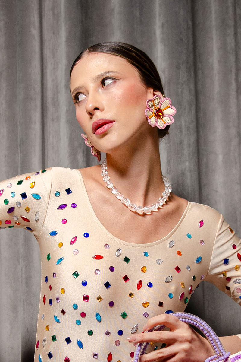 FLORA EARRINGS IN PINK NATURAL