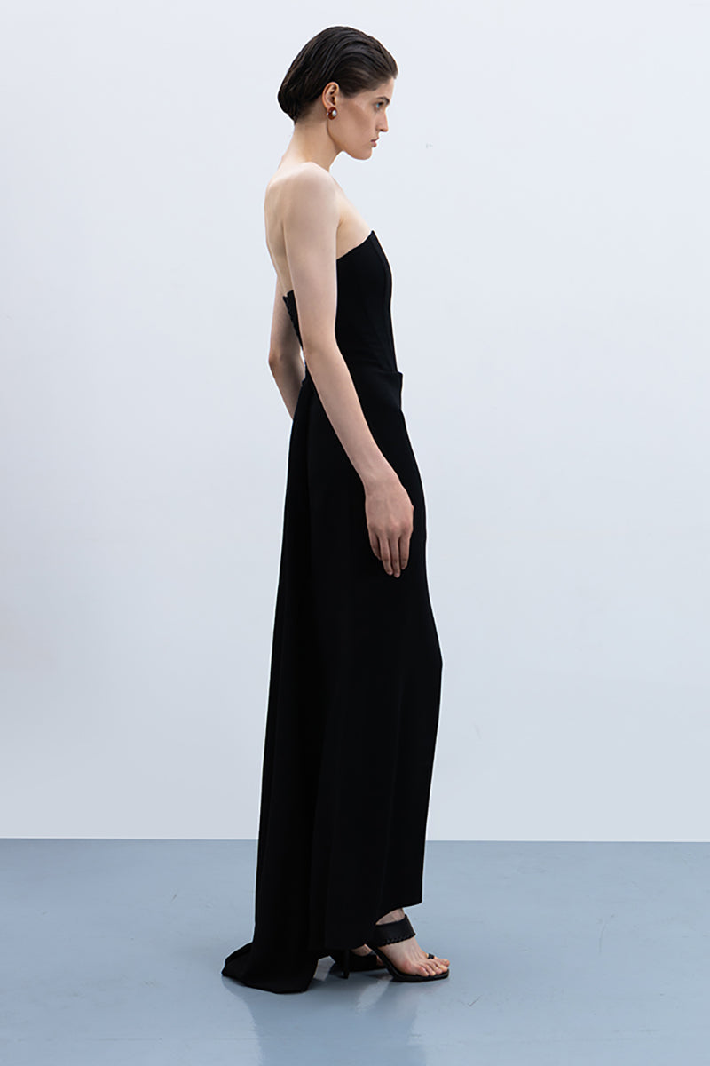 SCULPTURAL CORSET GOWN IN BLACK - CULT MIA