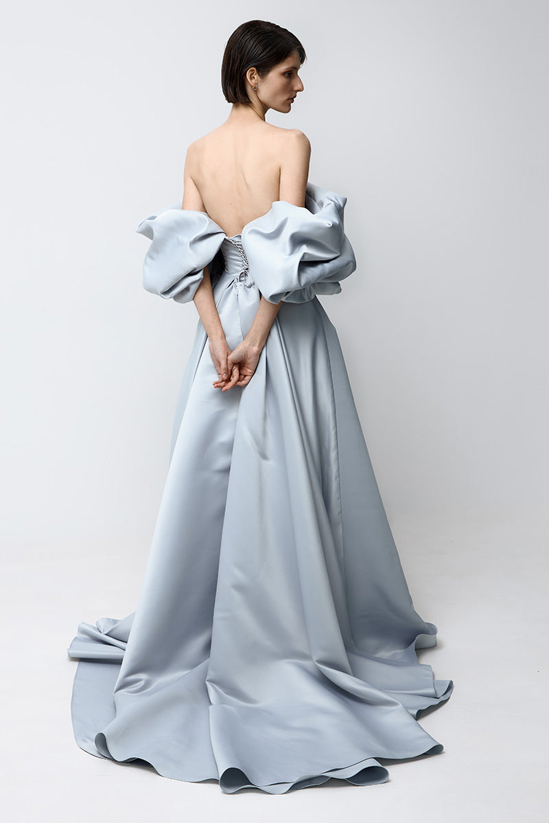 VOLUME SCULPTED DRESS IN LIGHT BLUE - CULT MIA