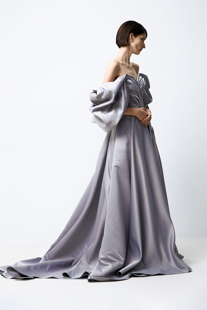 VOLUME SCULPTED DRESS IN GRAY - CULT MIA