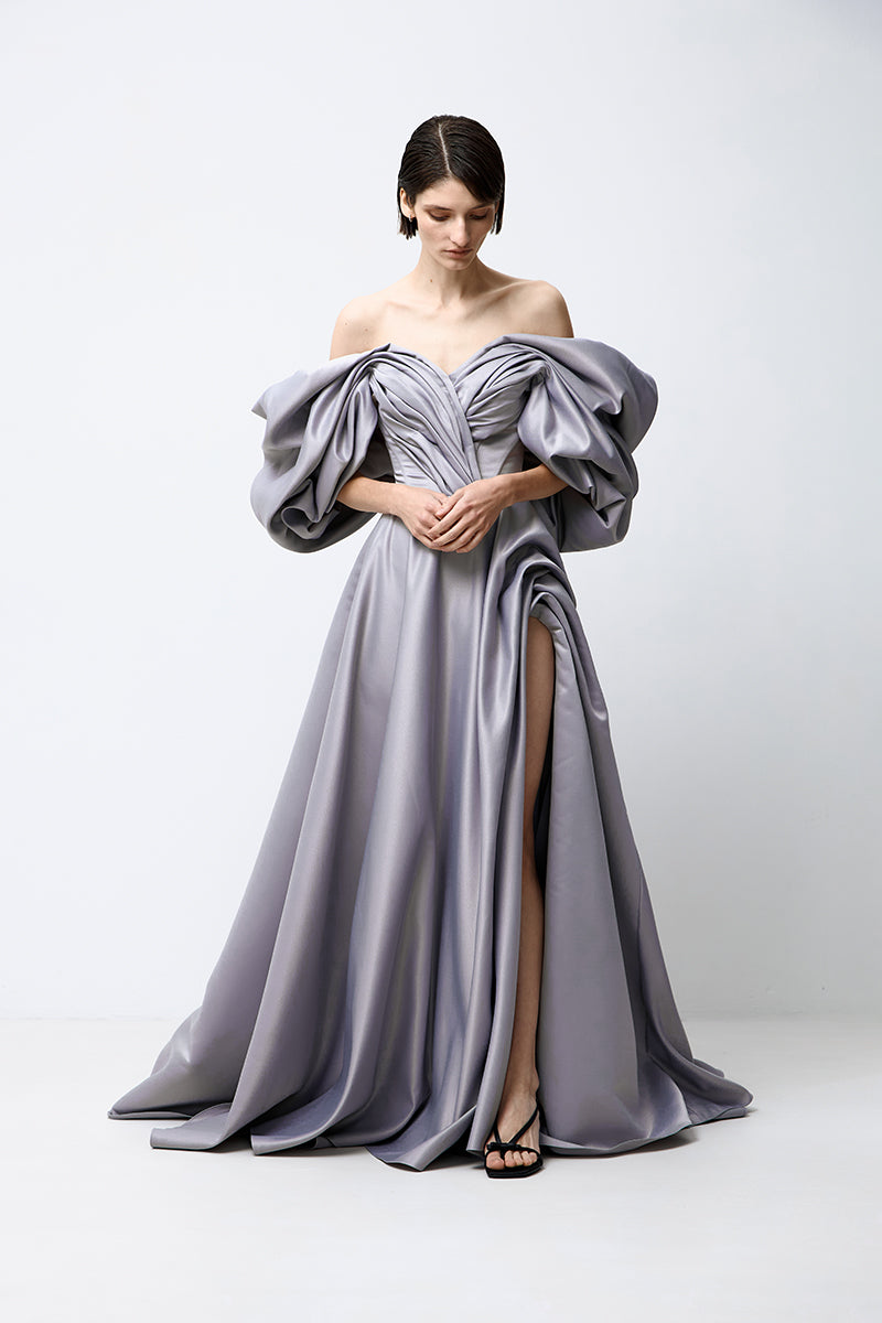 VOLUME SCULPTED DRESS IN GRAY - CULT MIA