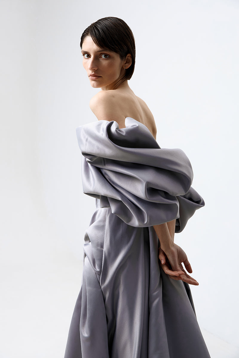 VOLUME SCULPTED DRESS IN GRAY - CULT MIA