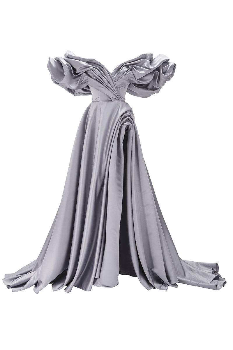 VOLUME SCULPTED DRESS IN GRAY - CULT MIA