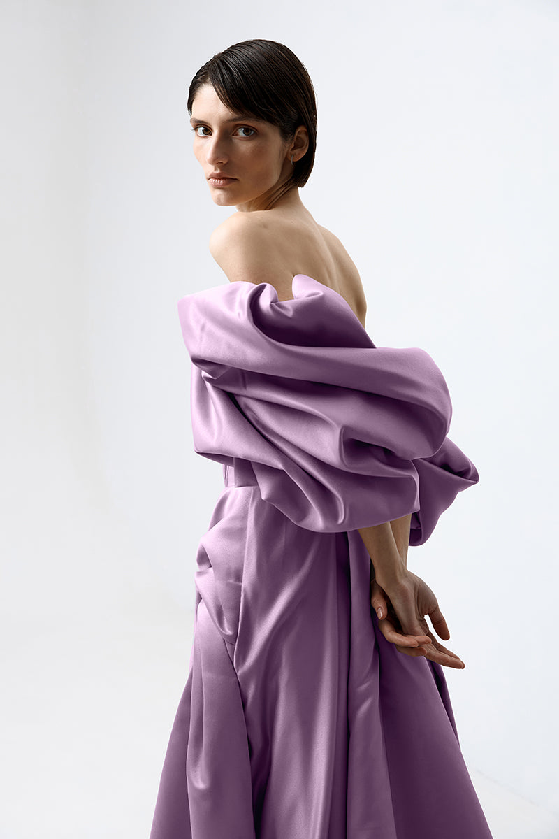 VOLUME SCULPTED DRESS IN LAVENDER - CULT MIA