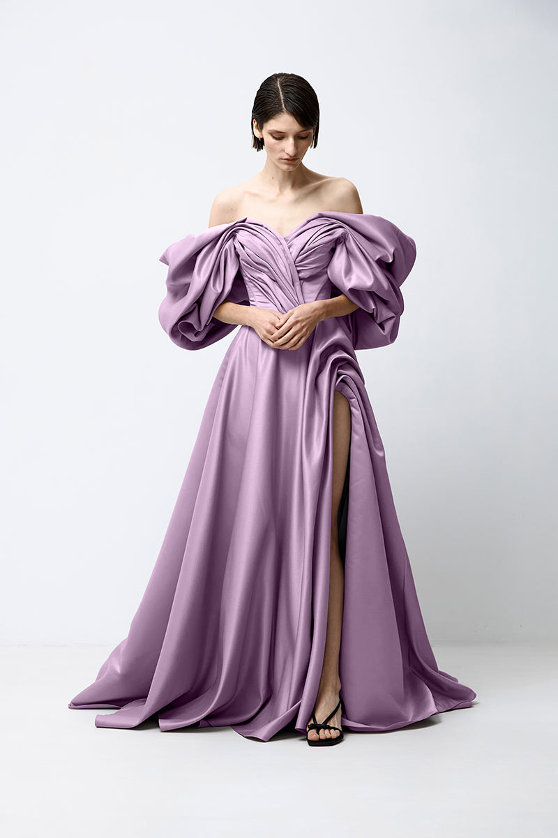 VOLUME SCULPTED DRESS IN LAVENDER - CULT MIA