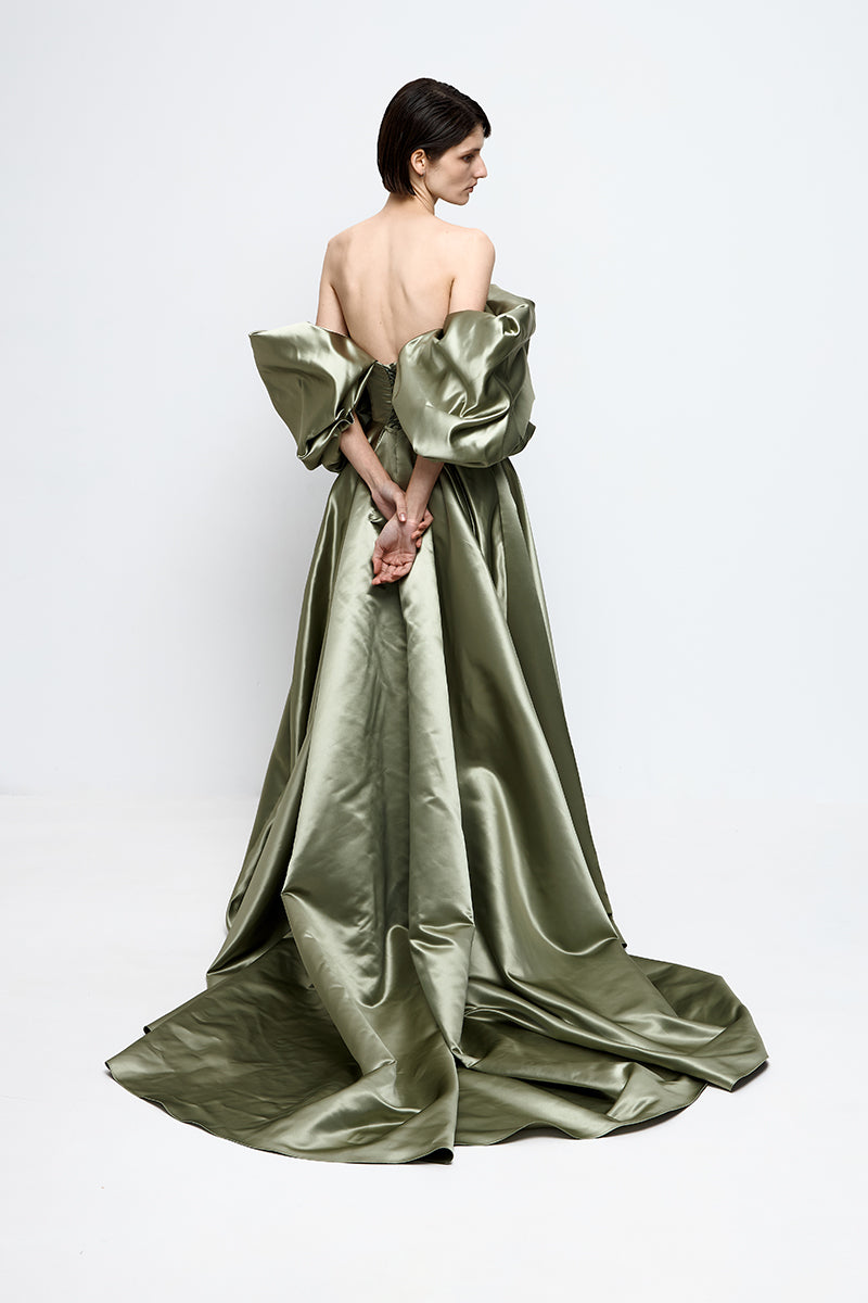 VOLUME SCULPTED DRESS IN OLIVE - CULT MIA