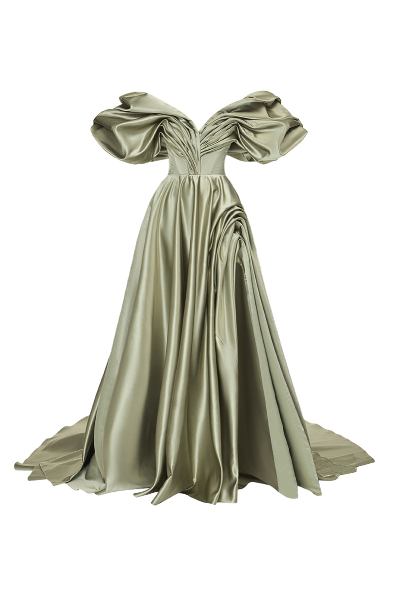 VOLUME SCULPTED DRESS IN OLIVE - CULT MIA