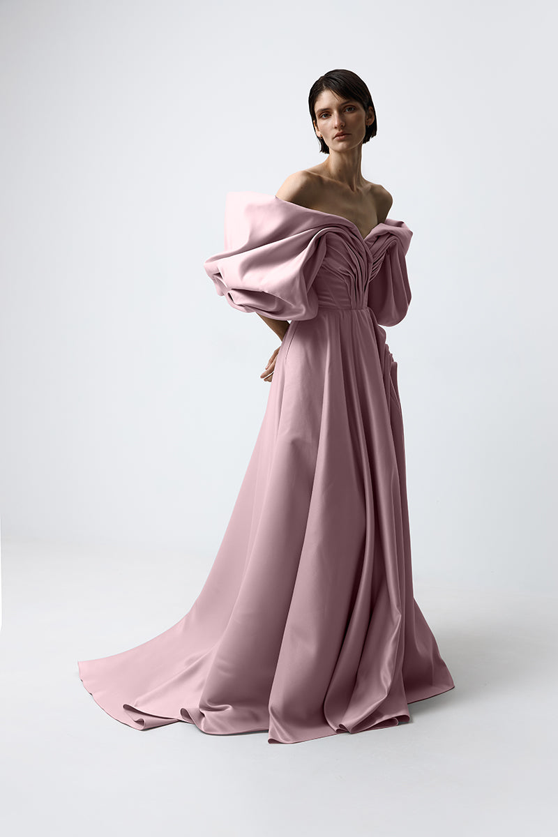 VOLUME SCULPTED DRESS IN PINK POWDER - CULT MIA