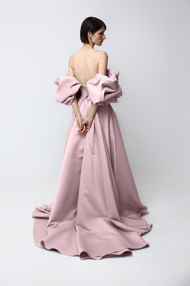 VOLUME SCULPTED DRESS IN PINK POWDER - CULT MIA