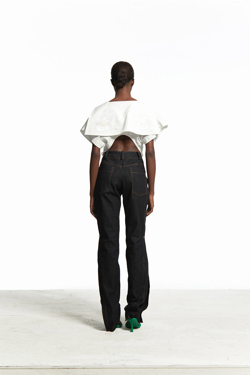 PIERCED DENIM TROUSERS - CULT MIA