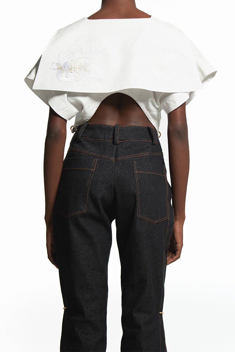 PIERCED DENIM TROUSERS - CULT MIA