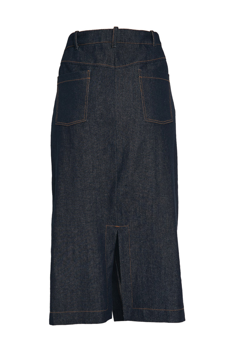 CUT OUT SLIT DENIM SKIRT - CULT MIA