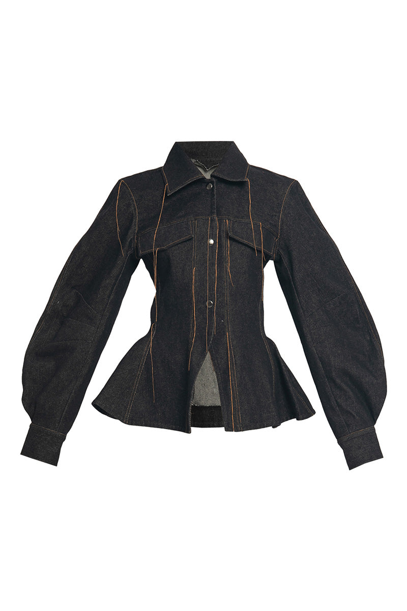 CINCHED DENIM JACKET - CULT MIA