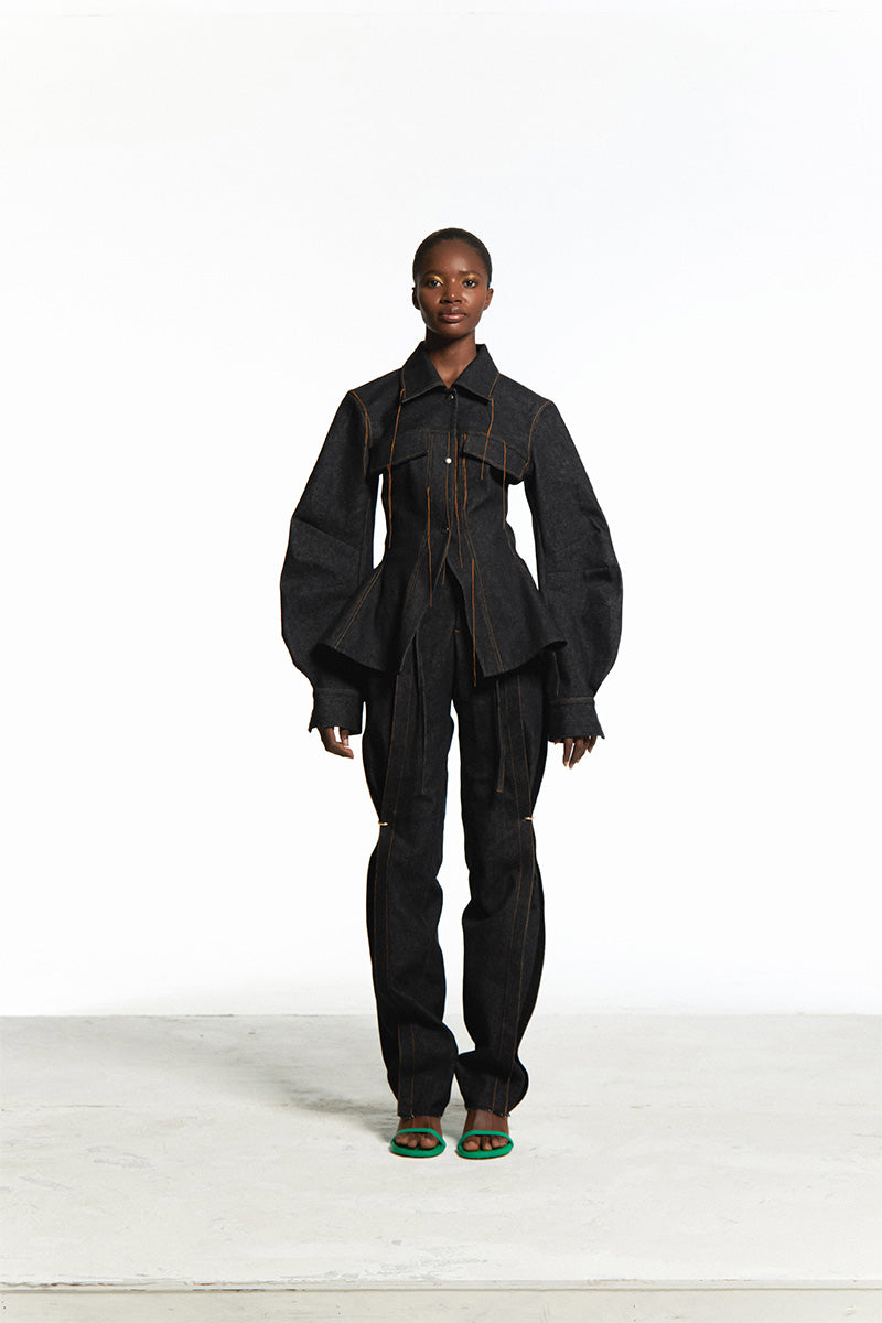 CINCHED DENIM JACKET - CULT MIA