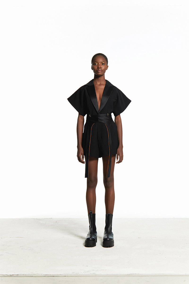 BLACK TAILORED JUMPSUIT - CULT MIA