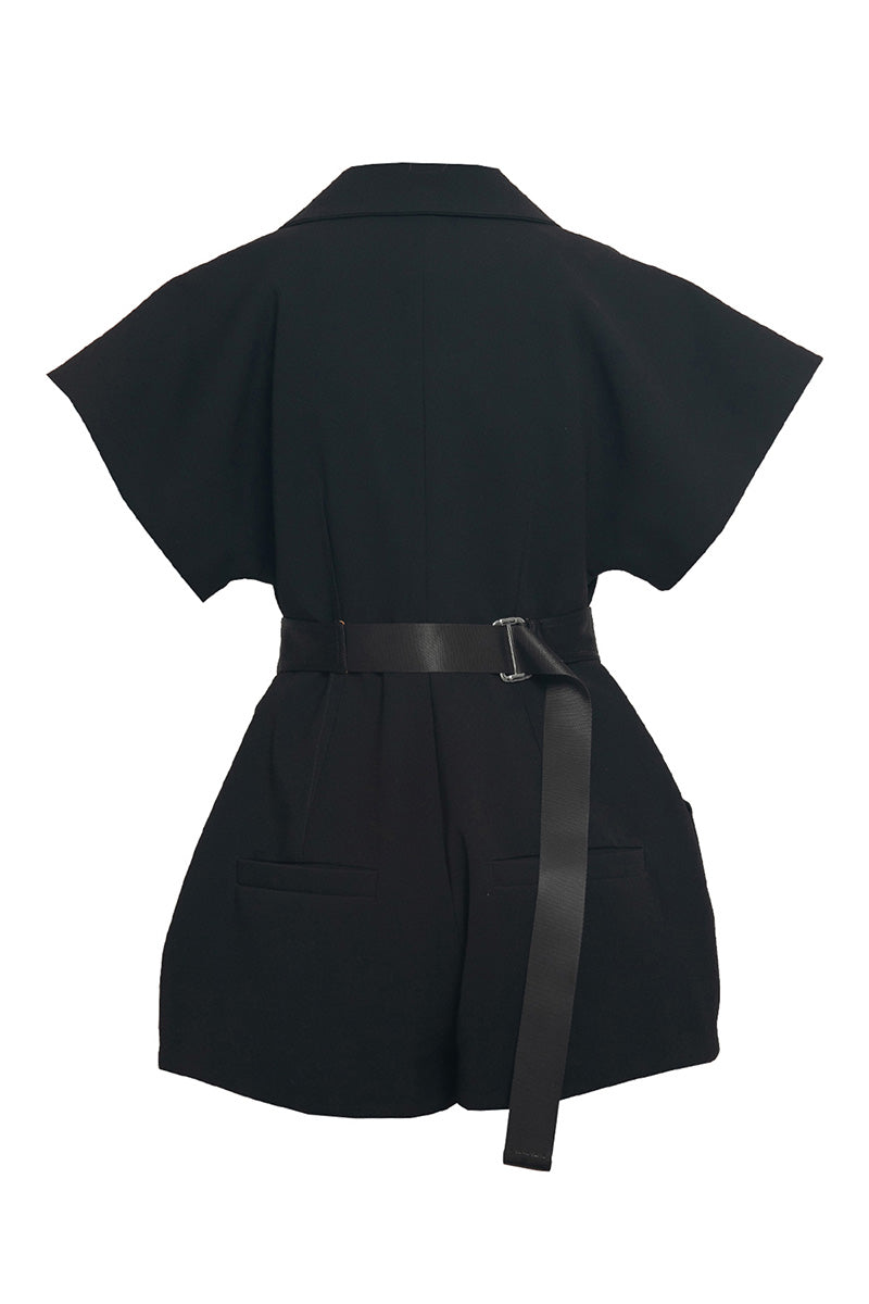 BLACK TAILORED JUMPSUIT - CULT MIA