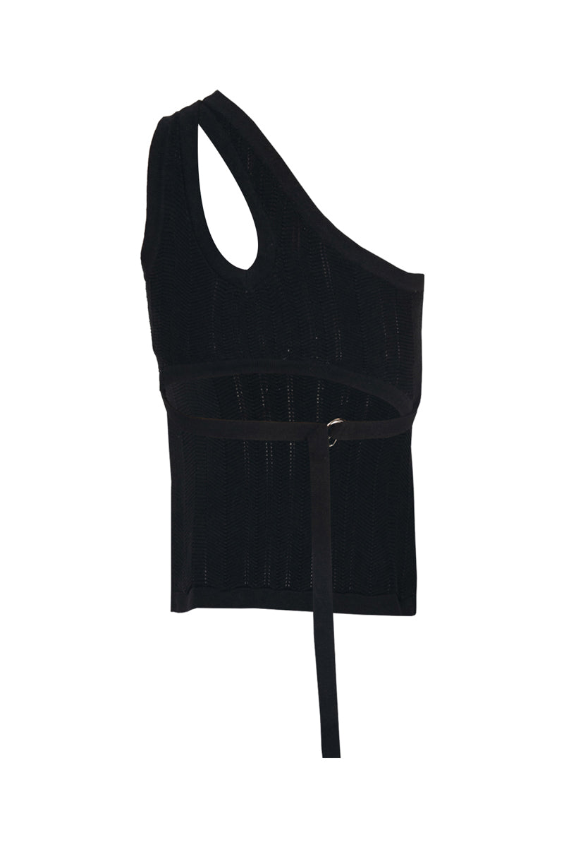 KNITTED CUT OUT TOP WITH ADJUSTABLE STRAP - CULT MIA