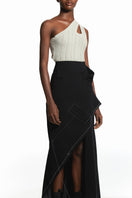 Sean Sheila deconstructed black maxi skirt, flowing fabric with layered design, stylish and elegant for casual or dressy wear.