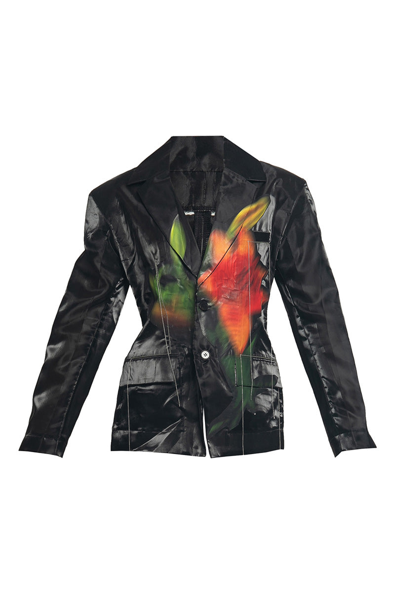 TAILORED ORGANZA SUIT WITH BLURRED LILY PRINT - CULT MIA