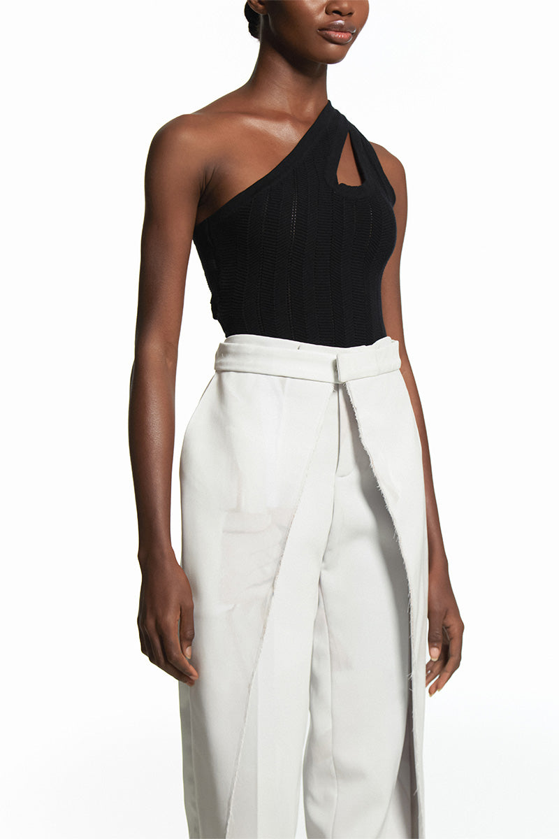 DECONSTRUCTED BLUSH PANTS WITH UNFINISHED HEM - CULT MIA