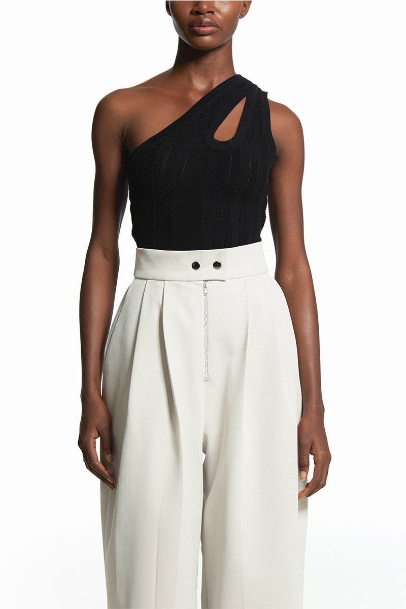 PLEATED FOG PANTS WITH EXPOSED ZIPPER - CULT MIA