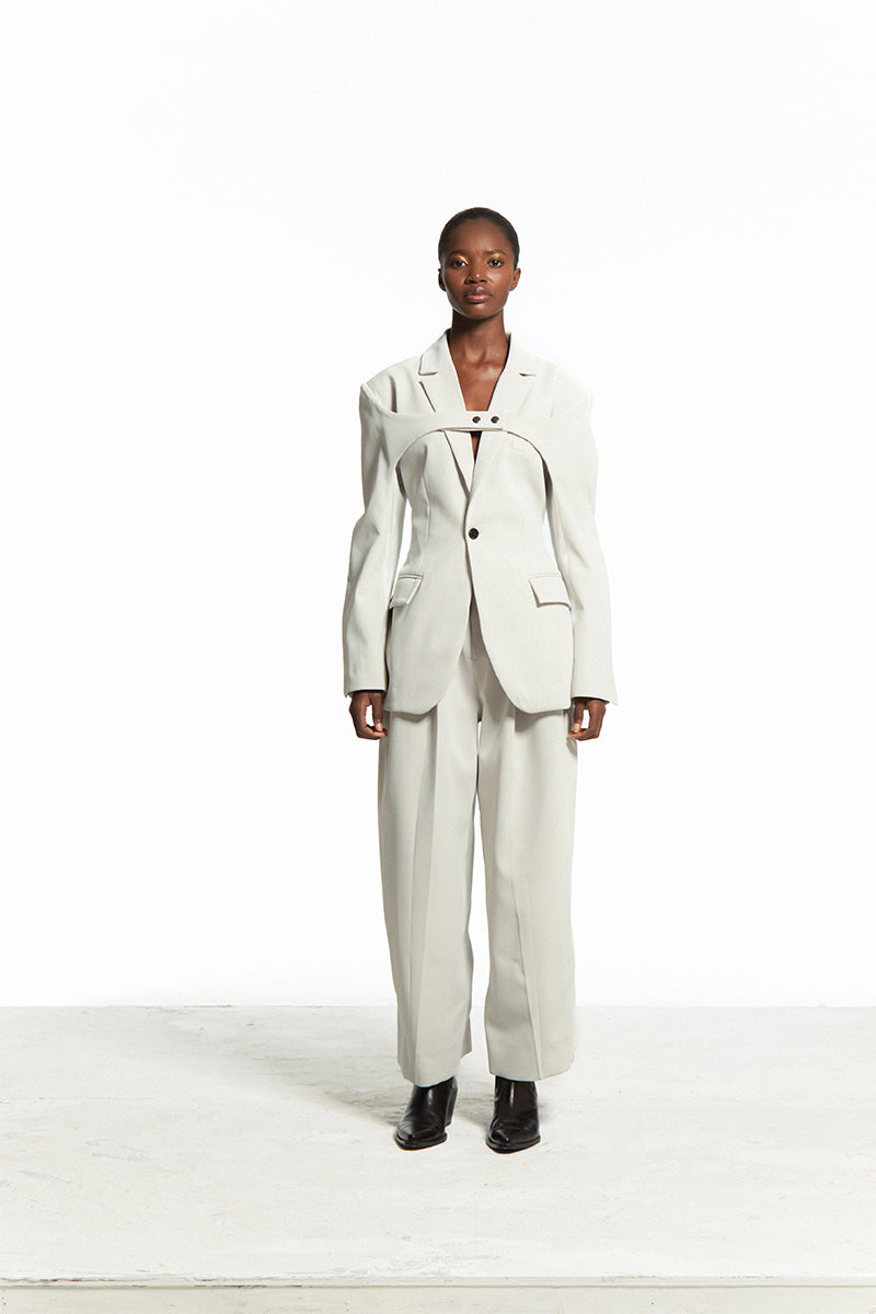 PLEATED FOG PANTS WITH EXPOSED ZIPPER - CULT MIA