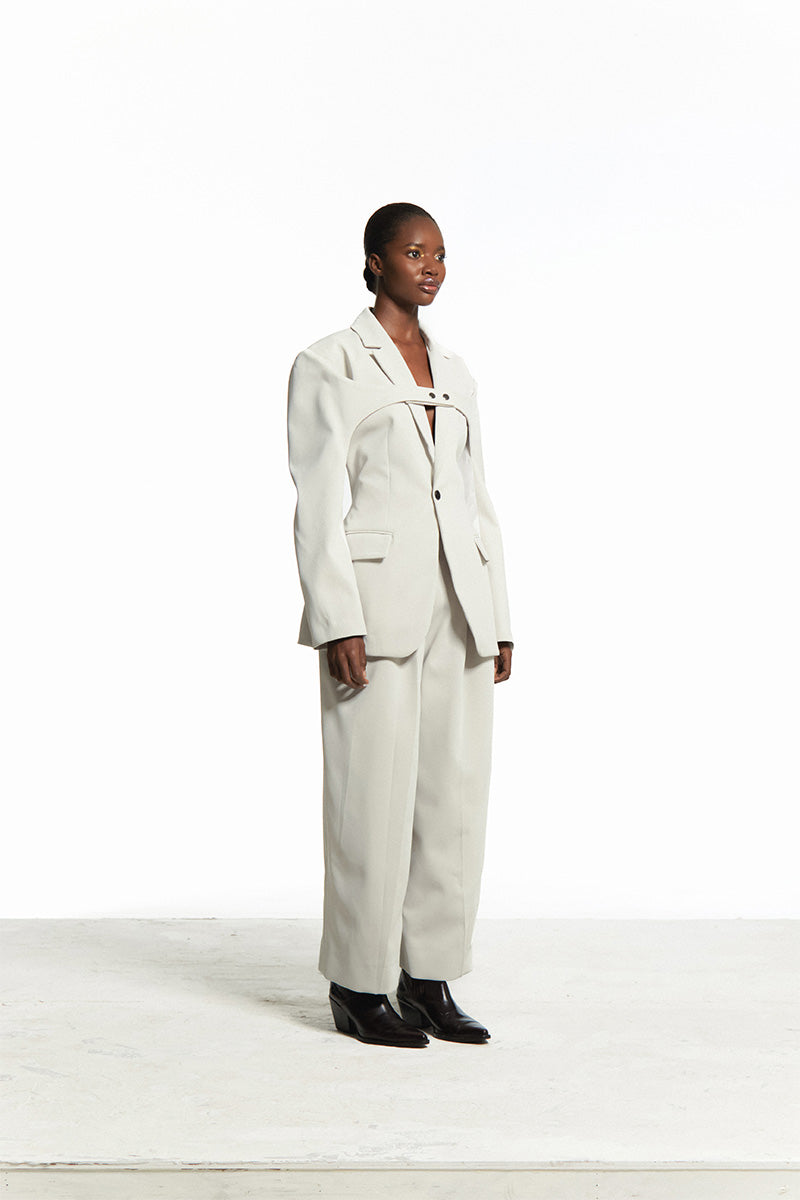 PLEATED FOG PANTS WITH EXPOSED ZIPPER - CULT MIA