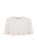 White crop top from PODYH's DZVINYTSYA collection, featuring a stylish, fitted design perfect for casual or trendy outfits.