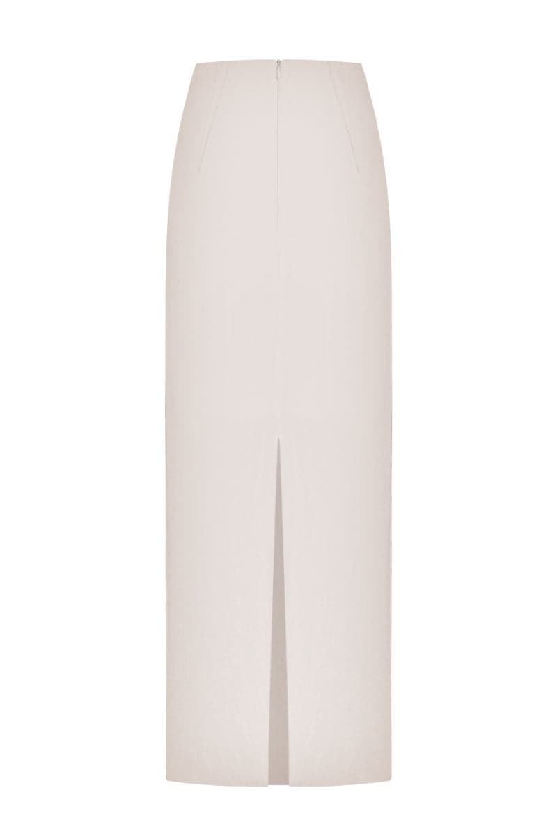 VEZHA WHITE STRAIGHT MAXI SKIRT - CULT MIA